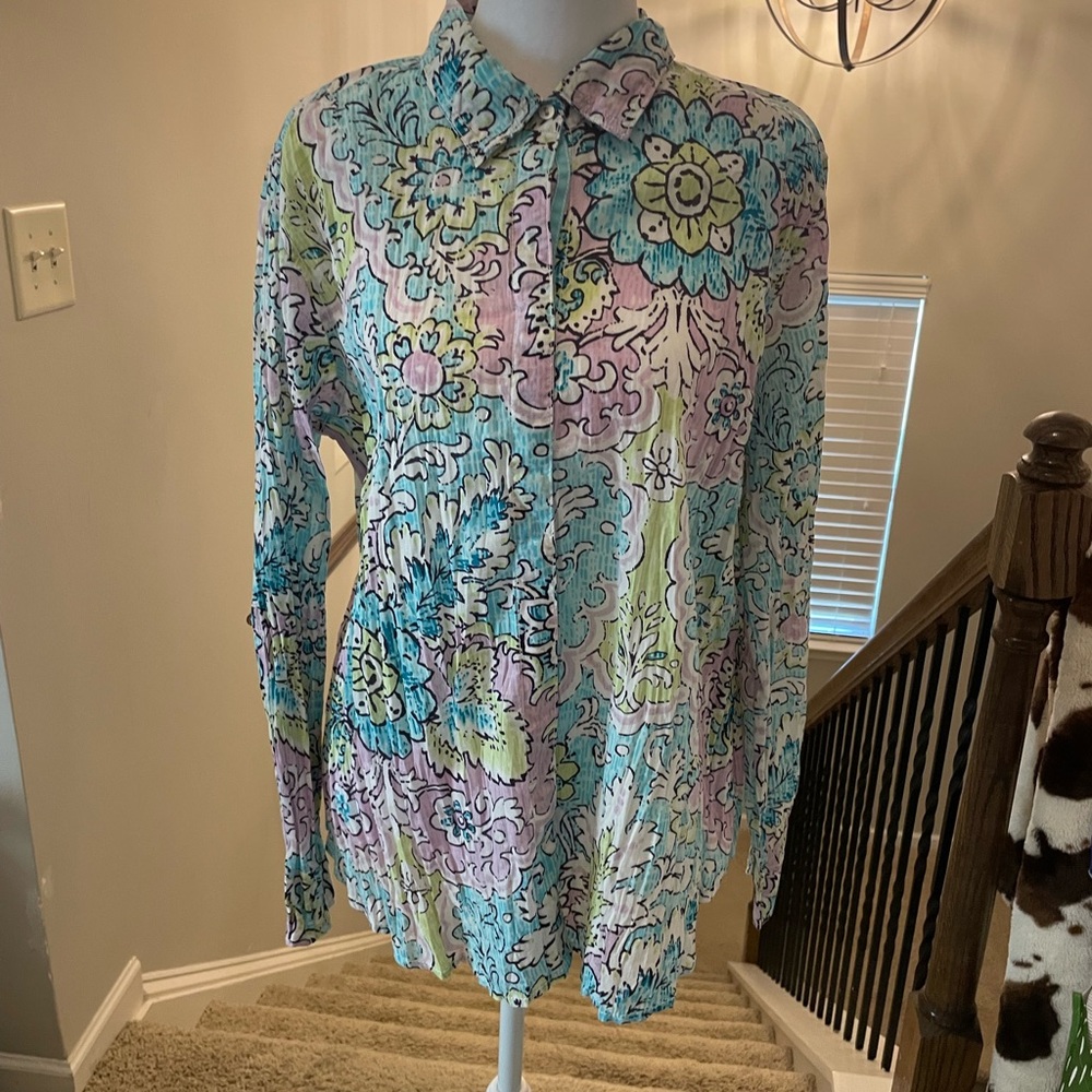 Chico's Multicolor Floral Button-Down Shirt